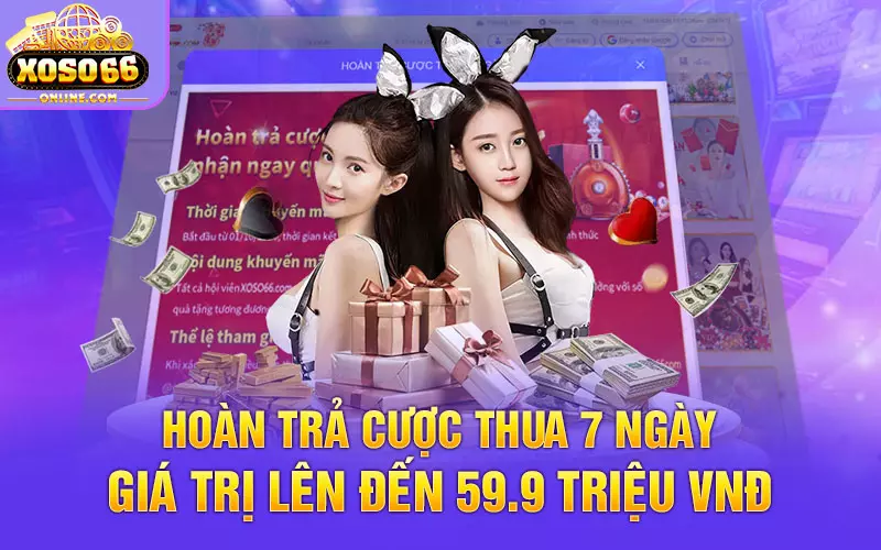 Hoàn trả cược thua 7 ngày giá trị lên đến 59.9 triệu VNĐ